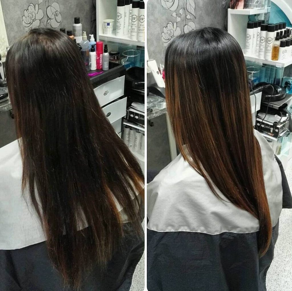 Техника балаяж на темные волосы фото до и после