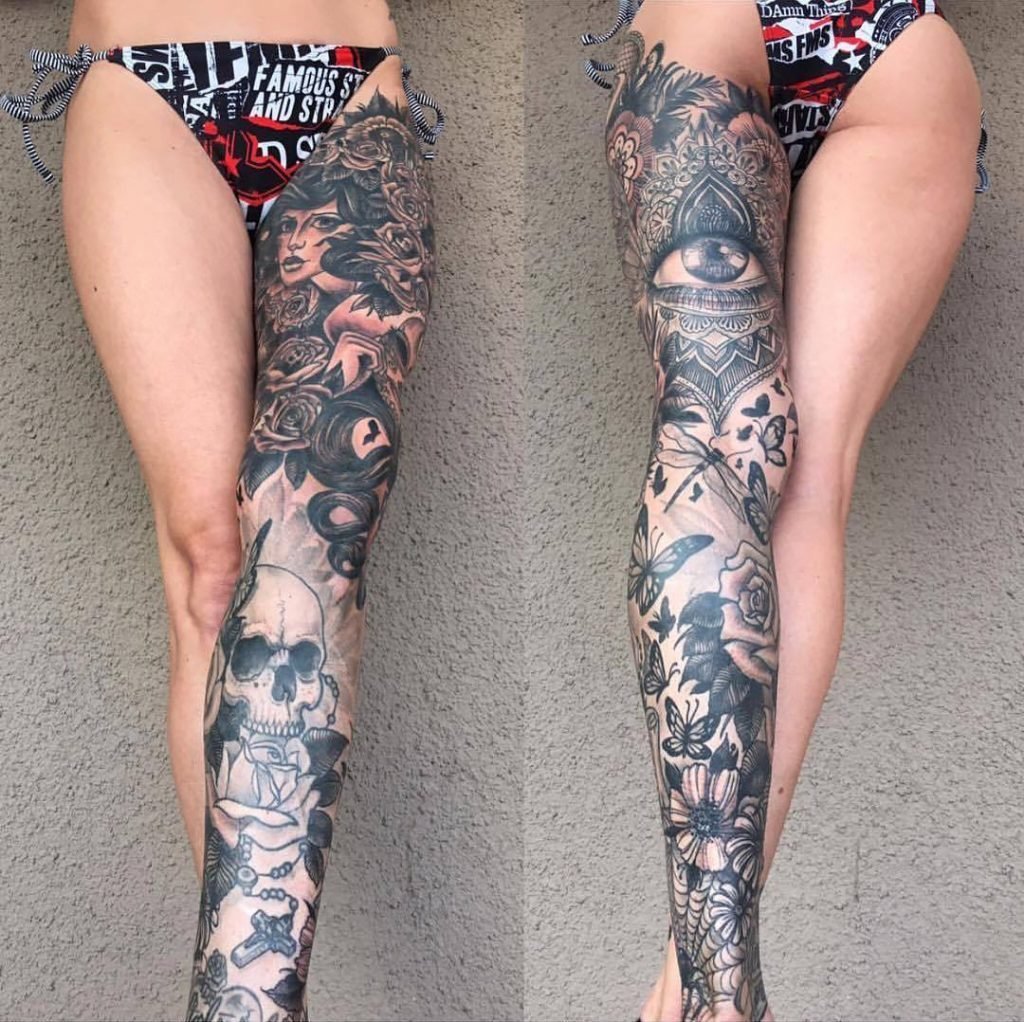 tatuirovki-dlya-devushek-na-noge-foto (3). Нога полностью забита татуировка...