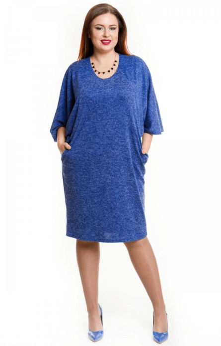 Синее деловое платье для полной женщины
