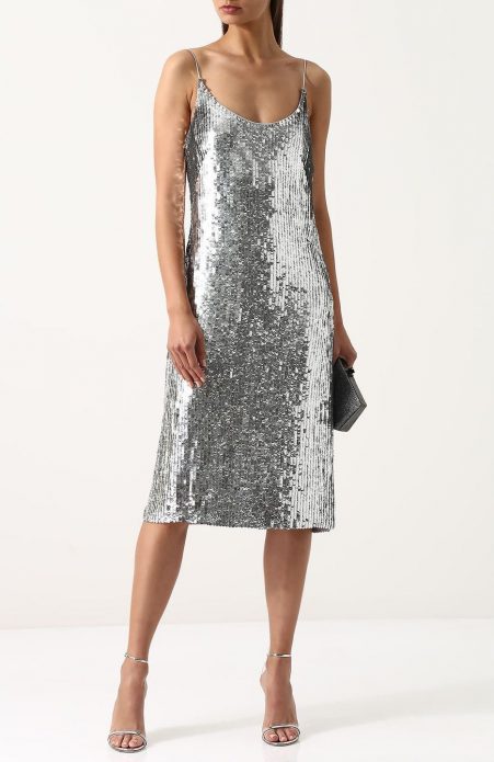 Серебряное платье-комбинация