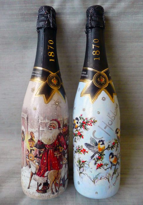 роспись бутылок шампанского