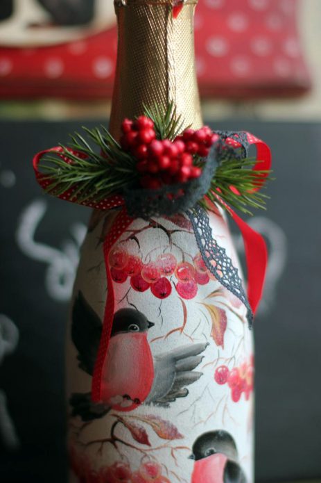 праздничная роспись бутылки