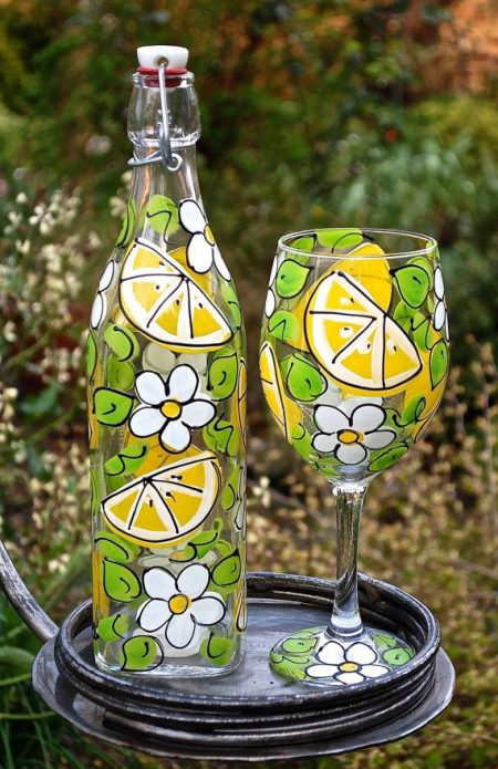 роспись бутылки для лимонада